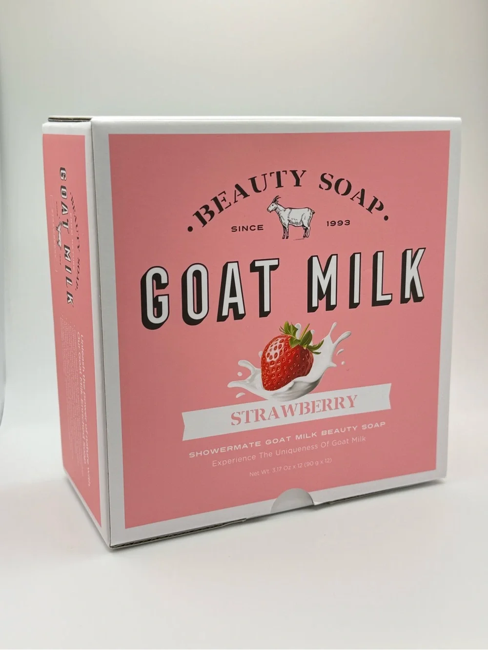 Goat Milk Strawberry Beauty Soap 12 Bar Gift Box ShowerMate NEW